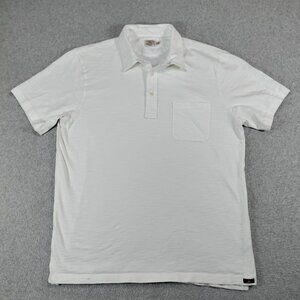 Faherty Polo Shirt Men’s Large White Slub Cotton Short Sleeve Pocket